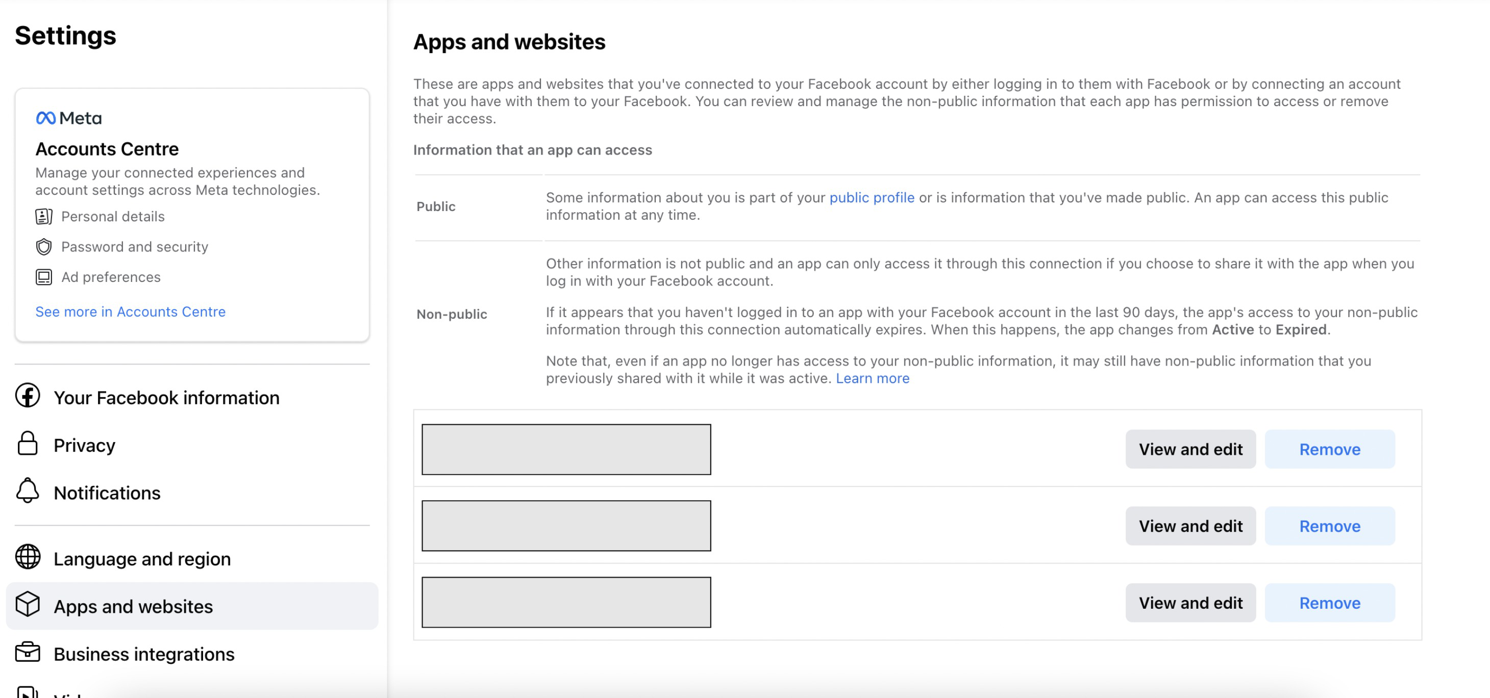 account settings page